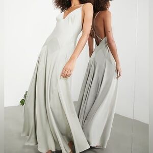 ASOS Design Bridesmaid Light Green Sage Maxi Dress
